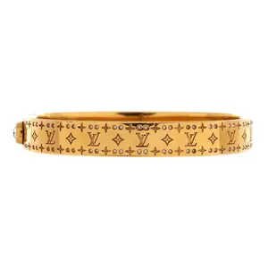 Pre-owned Louis Vuitton Nanogram Cuff Bracelet Metal with Crystals by Rebag