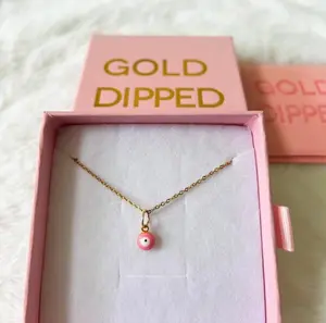 18k Gold Plated Pink Eye Necklace