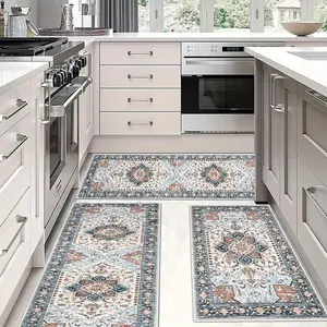 Boho Style Kitchen Mat, 3 Counts/set Colorful Geometric Pattern Kitchen Rug, Non-slip Kitchen Floor Mat, Decorative Carpet for Home Kitchen Living Room, Boho Runner Rug, Home Decorative Rugs