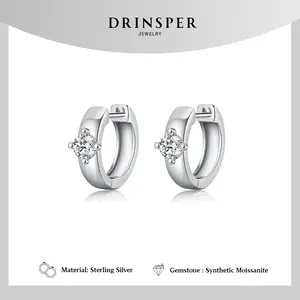 Drinsper U-shaped S925 DVVS Synthetic Moissanite Sterling Silver Earrings for Women Girls Classic Versatile Style Suitable for Daily Wearing Casual Outfit Chrismas Jewelry Gift for Girlfriend Mom