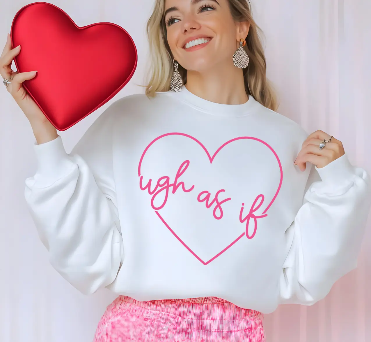 Ugh As If Single Color Screen Print - Hot Pink Ink