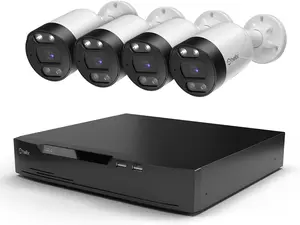 Helix 5MP POE Security Camera System Outdoor, 8CH POE NVR, 4pcs 5MP Bullet Cameras, IP66 Metal Bullet IP Cameras, Built in Mic, Hard Drive Not Included, HLX-NV3808E-B102EW-AI4