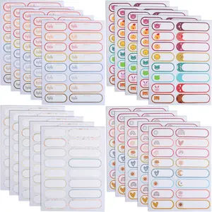 Bottle Labels for Daycare Essentials, 320pcs Waterproof Daycare Label Name Tag Label Colorful Self-Laminating Write-On Name Stickers for Kids School Supplies Water Bottles Sippy Cups