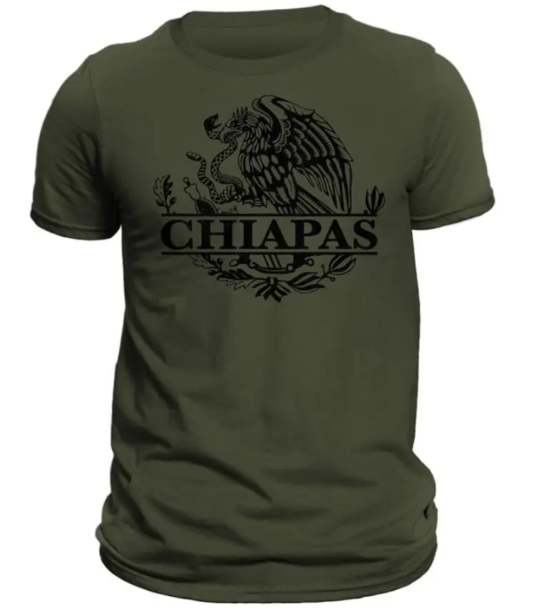 Chiapas Mexico Eagle Emblem T-Shirt, Cotton Round Neck Tee, Classic Crew Neck, Regular Fit, Casual Menswear, Fashion Men's Top For Daily Wear