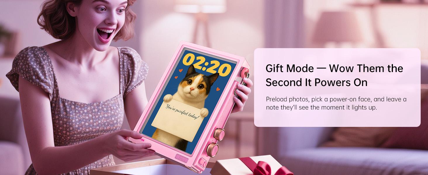 Divoom Times Frame 10.1in Pink Smart Desk Display - WiFi Digital Photo Frame with Transparent IPS Screen, 64GB Storage, Adjustable Color Changing RGB Ambient Light, Pixel Art, Remote Photo Sharing, Modern Decor for Cool Room Decor BackToSchool, Colorful,,