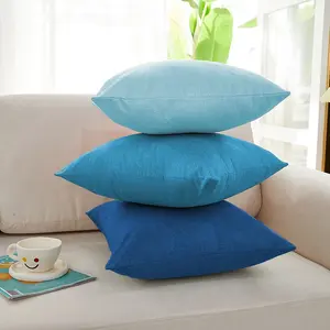 Blue Cushion Set of Three, Solid Color Washable Pillows, No Inner Core, Modern Minimalist Home Decor for Living Room, Bedroom, Sofa, Car, Office