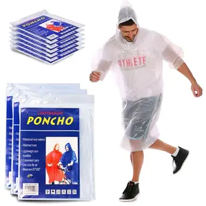 10 pack Yacht & Smith Unisex One Size Reusable Rain Poncho Clear 60g Lightweight Waterproof Poncho Bulk Pack
