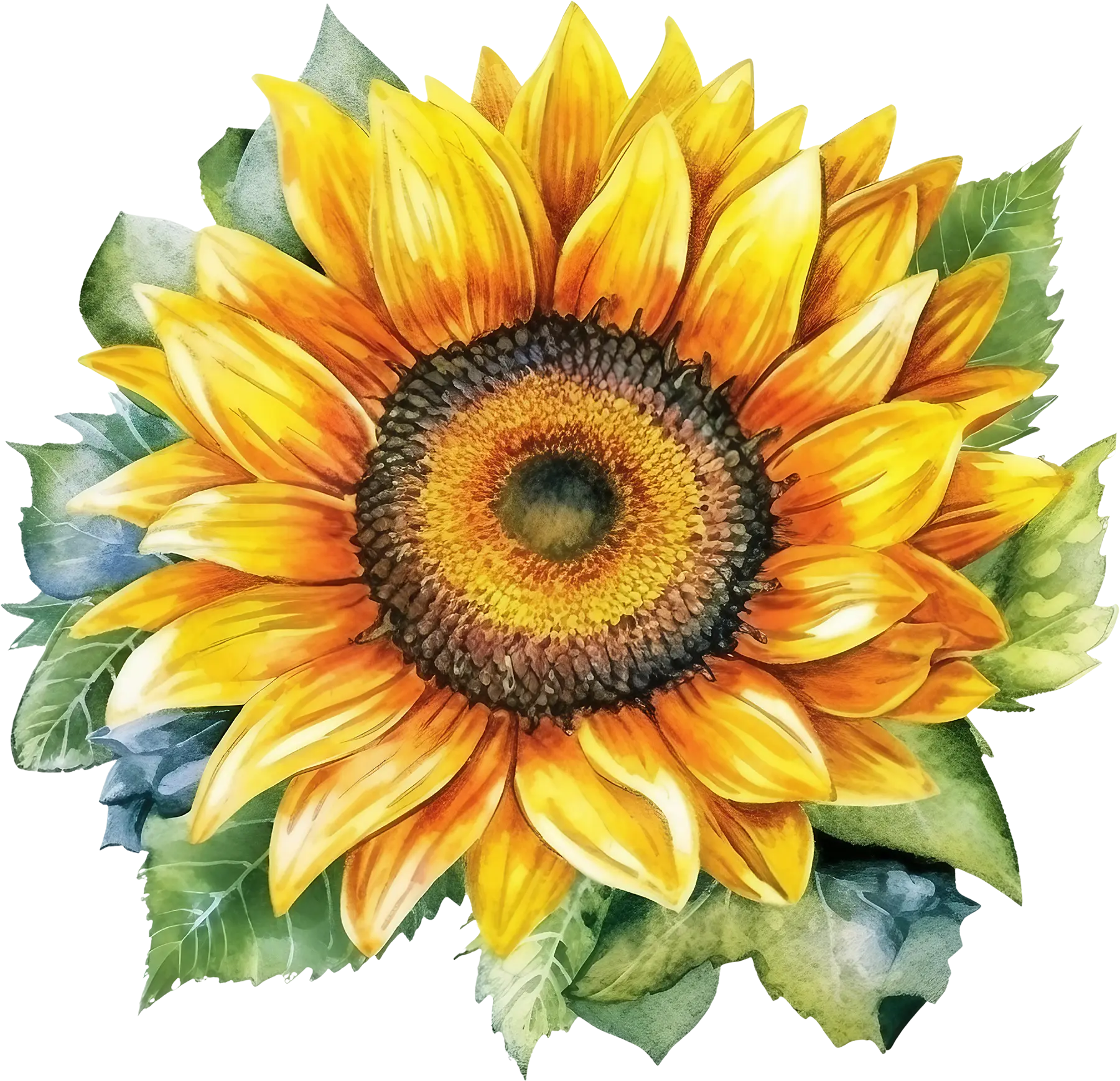 DTF Transfer – Watercolor Sunflower Multi Sizes (FL-SF001)