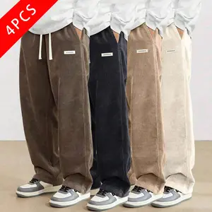 4-Pack Men’s Vintage Corduroy Casual Pants, Loose Straight Cut, New for Spring/Autumn