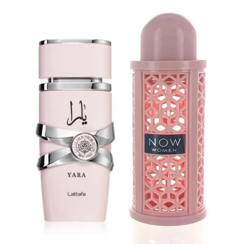 Lattafa Women's 2-Piece EDP Gift Set - Full-Size Boxed Elegant Floral Rose Scent Fragrances, YARA & NOW WOMEN 3.4oz(100ml) Dual Scents for Day-Night Use