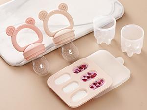 2 Pack Silicone Baby Fruit Feeder & Breastmilk Popsicle Mold with Mini Freezer Tray – Baby Teething Relief, Fresh Food Feeder Pacifier for Infant Self Feeding, Extra Food Pouches, Pink
