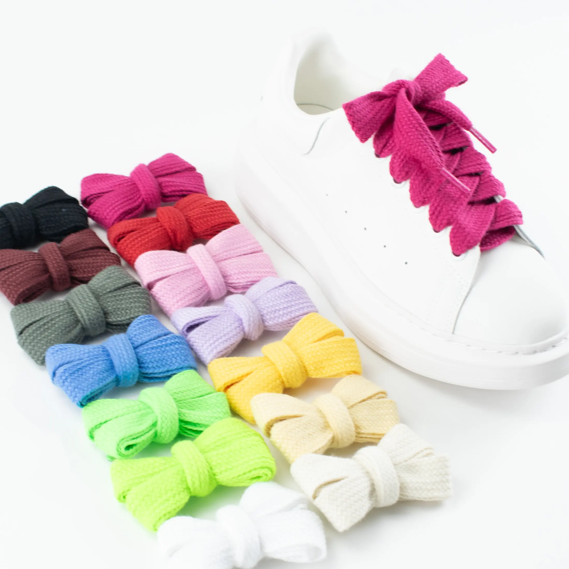 2cm Widened Single-Layer Flat Shoelaces - Classic, Solid Synthetic Shoelaces for Casual Footwear, Board Shoes, Cold Wash Compatible