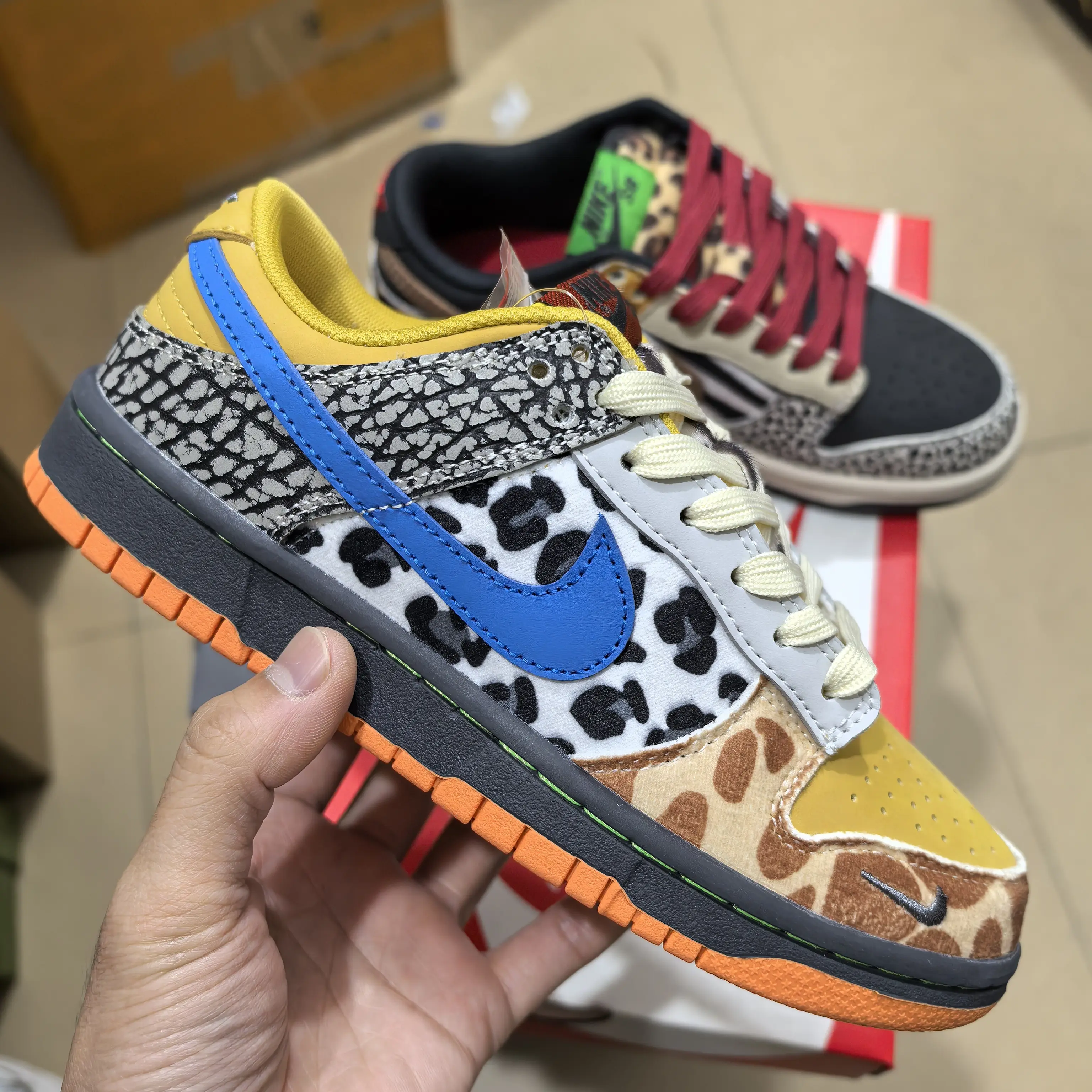 Color Block Leopard Faux Suede Skate Shoes, Mixed Animal Print Splicing Low Top Flat Couple Retro Trend Casual Trainers