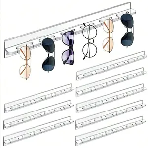 Acrylic Eyeglass Holder Wall-Mounted Hanging Rails Fashion Storage Box, Transparent Space-Saving Design, Durable Material, Easy Installation