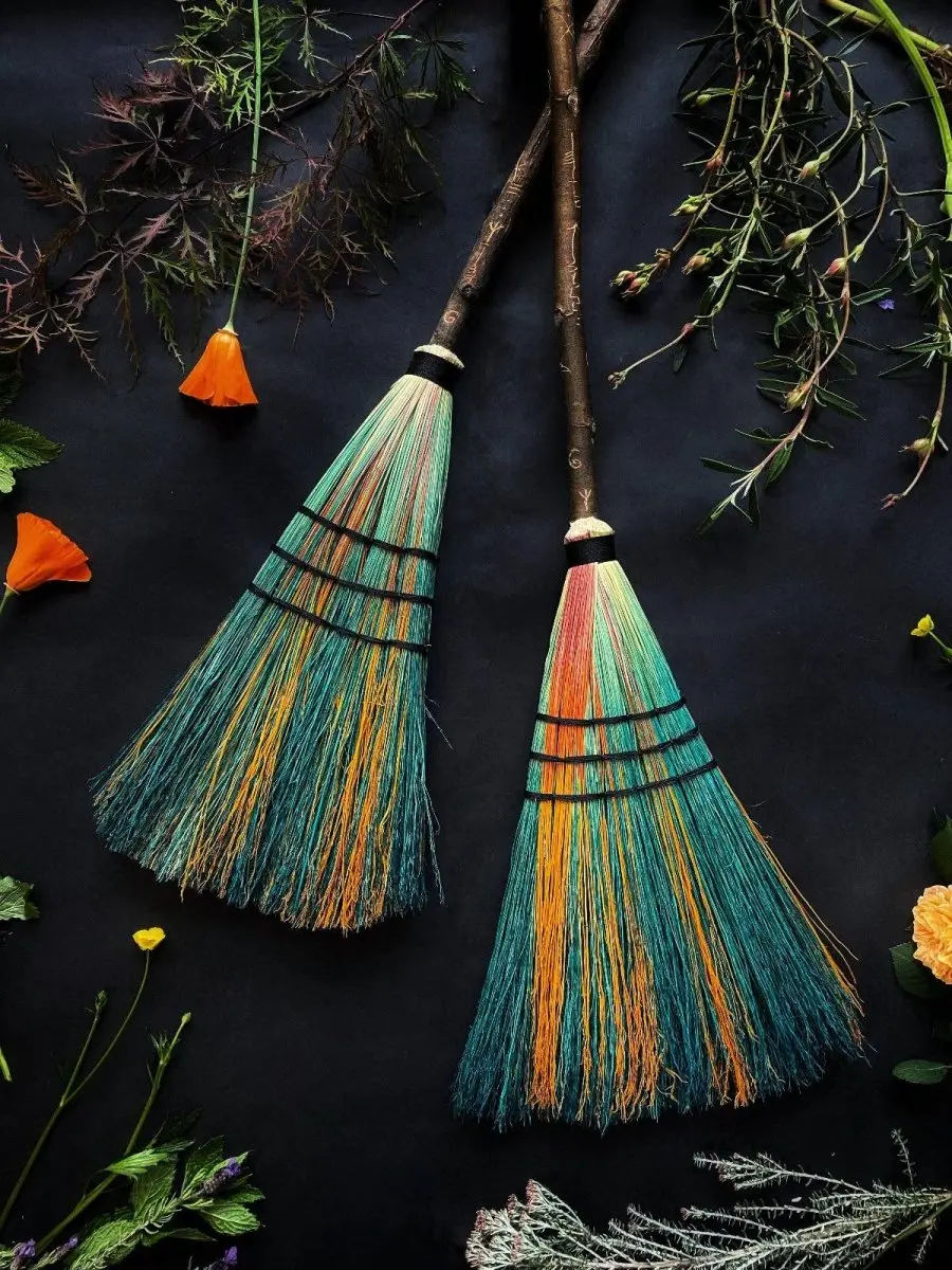Full-Size Handmade Witch Besom Broom – Ritual Altar Decor