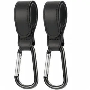 2 Pack  Hooks,  Straps for Diaper Bags,Adjustable  Carabiner Clip,  Accessories for Hook for ,Scooter,,Walker AccessoriesBlack