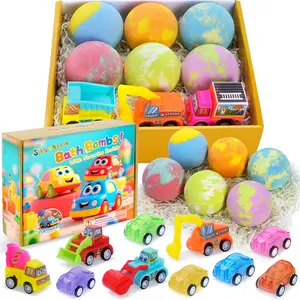 Bath Bombs for Kids with Surprise Toys Inside, 6 Pack Bath Bombs Gift Set with Pull-Back Vehicles Cars, Fun and Bright Colors Bubble Set, Car Bath Toys for Boys Girls Birthday, Easter Basket Stuffers