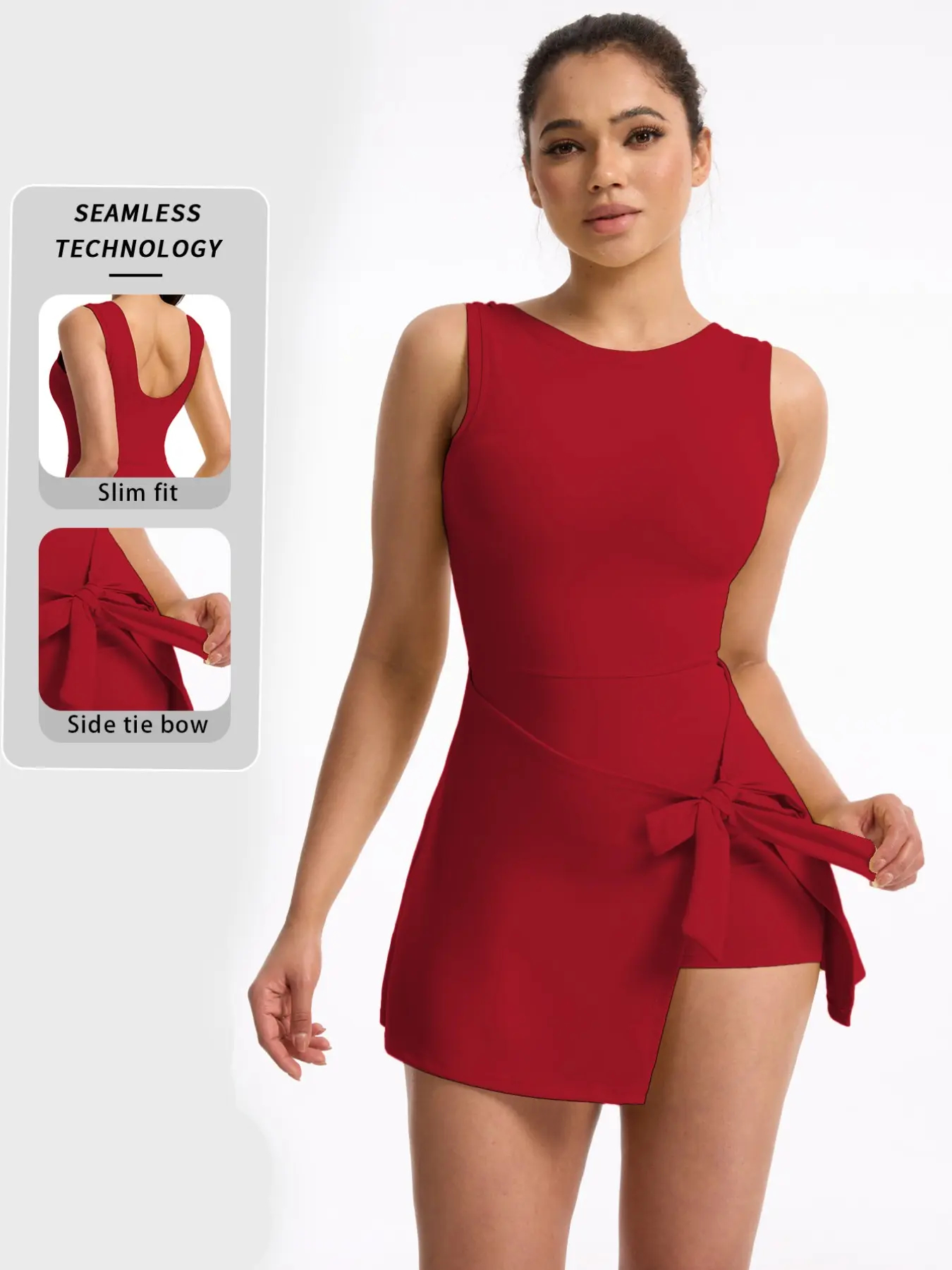Women's Sporty Jumpsuit Dress Set, High Elasticity Yoga, Comfortable Fitted Fitness Commute Wear, All-Season Casual Outdoor Clothing, Workout Active Dress, Sleeveless Sports Dress, Workout Dresses, Workout Exercise Dress