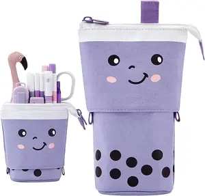 Standing Pencil Case Cute Telescopic Pen Holder Kawaii Stationery Pouch Makeup Cosmetics Bag for School Students Office Women Teens Girls Boys