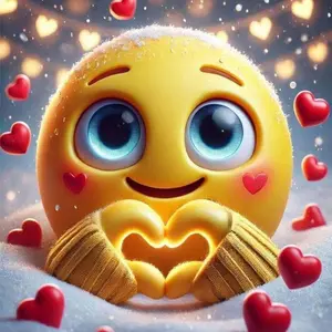 5D DIY Full Drill Round Diamond Painting - Diamond Art Kit with Yellow Expression, Red Heart, Snowflake Background, Mosaic, Canvas - DIY Decorative Painting, Home Wall Decor, Suitable for Halloween and Christmas, Birthday and Anniversary Gifts.