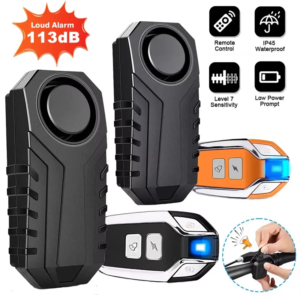 Elecpow Bike Alarm Remote Control Waterproof Electric Bicycle Motorcycle Anti-Theft Alarm Vibration Sensor