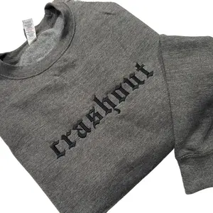 Crashout Embroidered Crewneck Sweatshirt Alternative Fashion Long Sleeve Cotton Tops Menswear Unisex Casual Tropical All Seasons