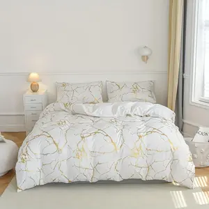 Marble Pattern Duvet Cover Set, 2/3 Counts/set Including 1 Duvet Cover & 1/2 Pillowcase without Filler, Soft Bedding Set for Home Bedroom
