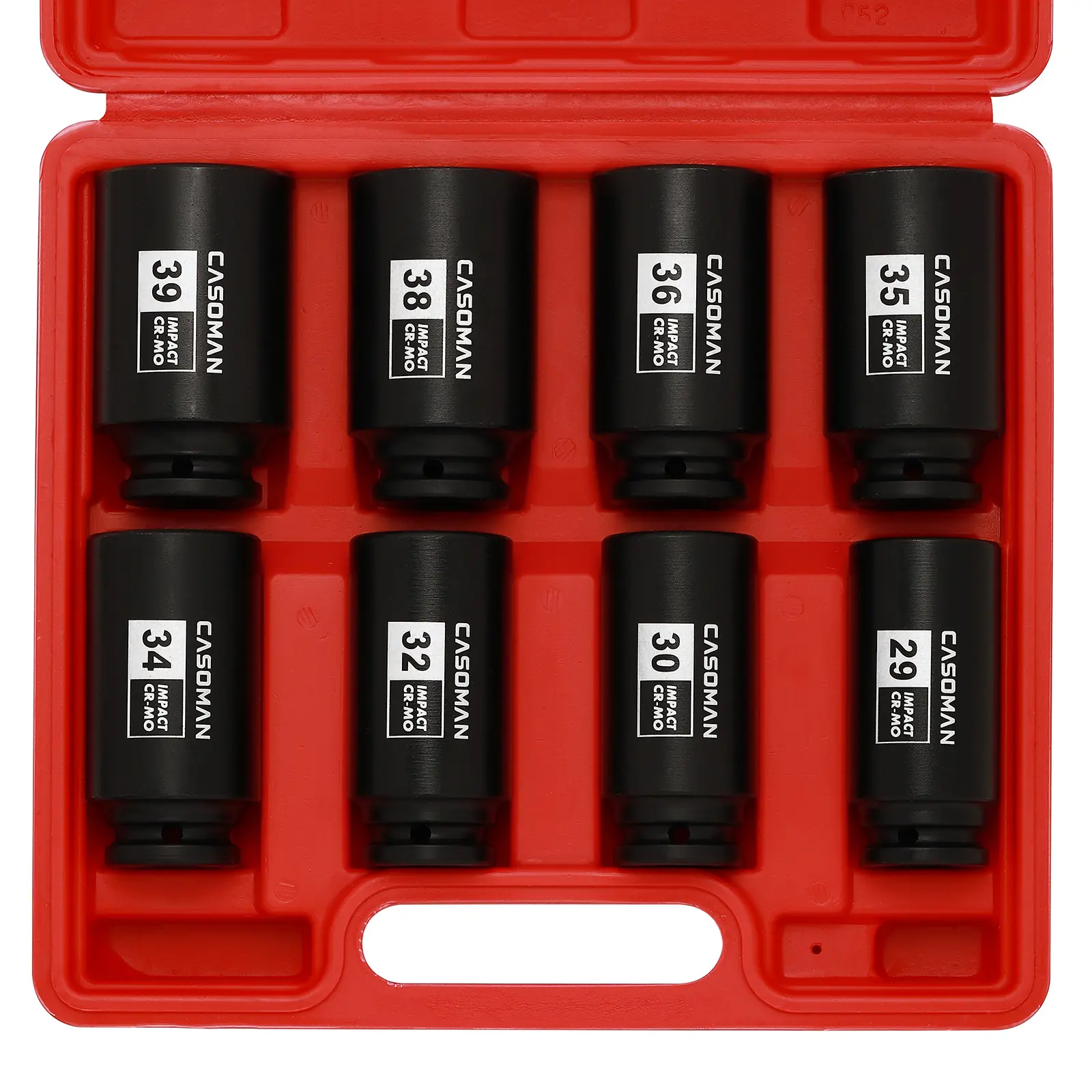 CASOMAN 8PCS 1/2" Deep Axle Nut Impact Socket Metric Set, CR-MO 12-Point 29-39mm Universal Socket Wrench Kit, Professional Mechanic Tool with Storage Case for Tough Jobs, DEALS FOR YOU DAY