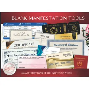 Blank Manifestation Tools: Checks, Cards, Passes, Tickets & Certificates to Manifest Wealth and Financial Success on Your Vision Board Paperback – October 19, 2022