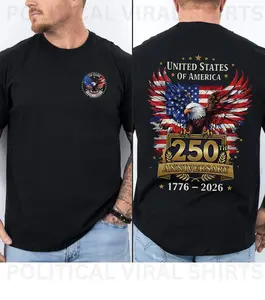 United States 250 Year Anniversary red and blue eagle,Conserv front and back graphic Gildan unisex t-shirt,Repub shirts
