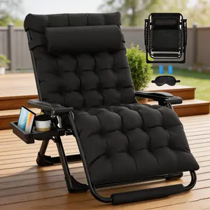 Zero Gravity Chair XXL - 500lbs Capacity, 33" Padded Recliner with Headrest & Cup Holder, Foldable Aluminum Alloy Patio Lawn Lounge Chair