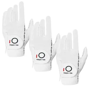 FINGER TEN Golf Gloves Men Right Left Handed Golfer Men's Glove Rain Grip Hot Wet Weather Value 3 Pack - Unbeatable Wet Weather Grip