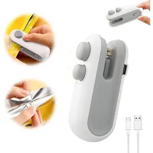 2 in 1 Mini Bag Sealer & Cutter, 1 Count Type-C Charging Portable Household Heat Sealer, Magnetic Mini Bag Sealer for Home Kitchen