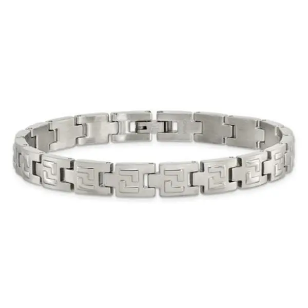 Stainless Steel Brushed and Polished 8.5 inch Link Bracelet From Sophia Jewelers