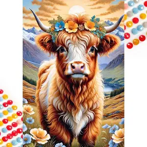 Highland Cow Pattern DIY Diamond Arts Colorful Painting Kit without Frame, DIY 5D Diamond Arts Colorful Painting Kit, Wall Art Decor for Home, Diamond Painting Kits