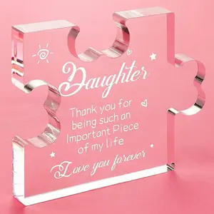 A Unique Acrylic Plaque Puzzle Gift That Daddy And Mommy Give To Their Daughter, Mother's Day, Graduation Gift, Table Decoration, Home Decor For Daughter's Wedding Anniversary Gift