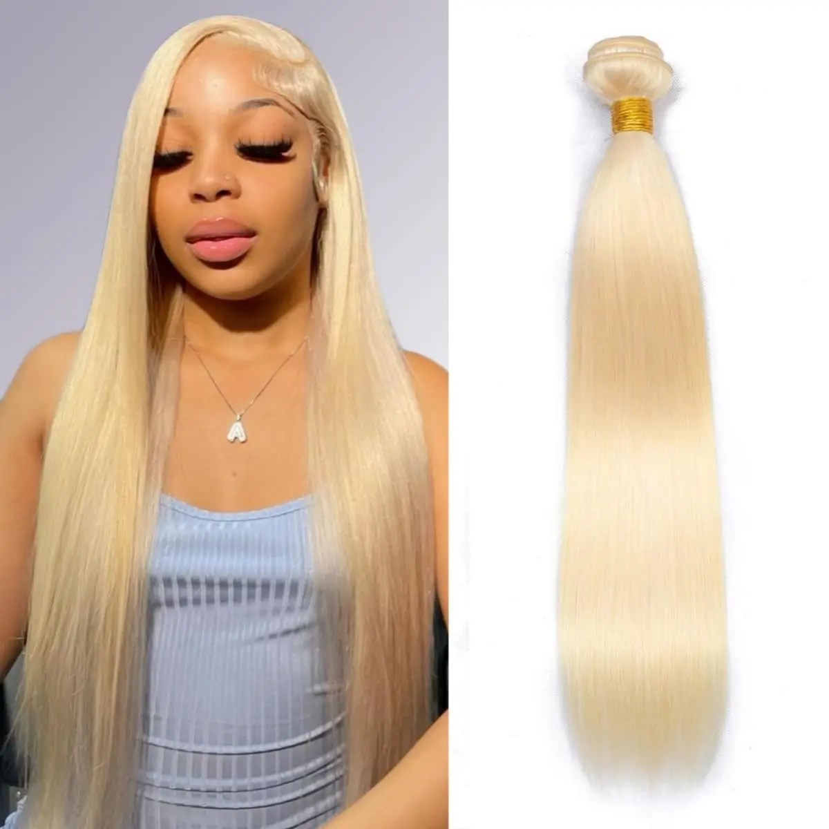 Dachic 613 Bundles Human Hair 20 Inch Straight Blonde Bundles Human Hair 12A Grade 100% Unprocessed Brazilian Body Wave Quick Weave 1 Bundle Hair Extensions For Women