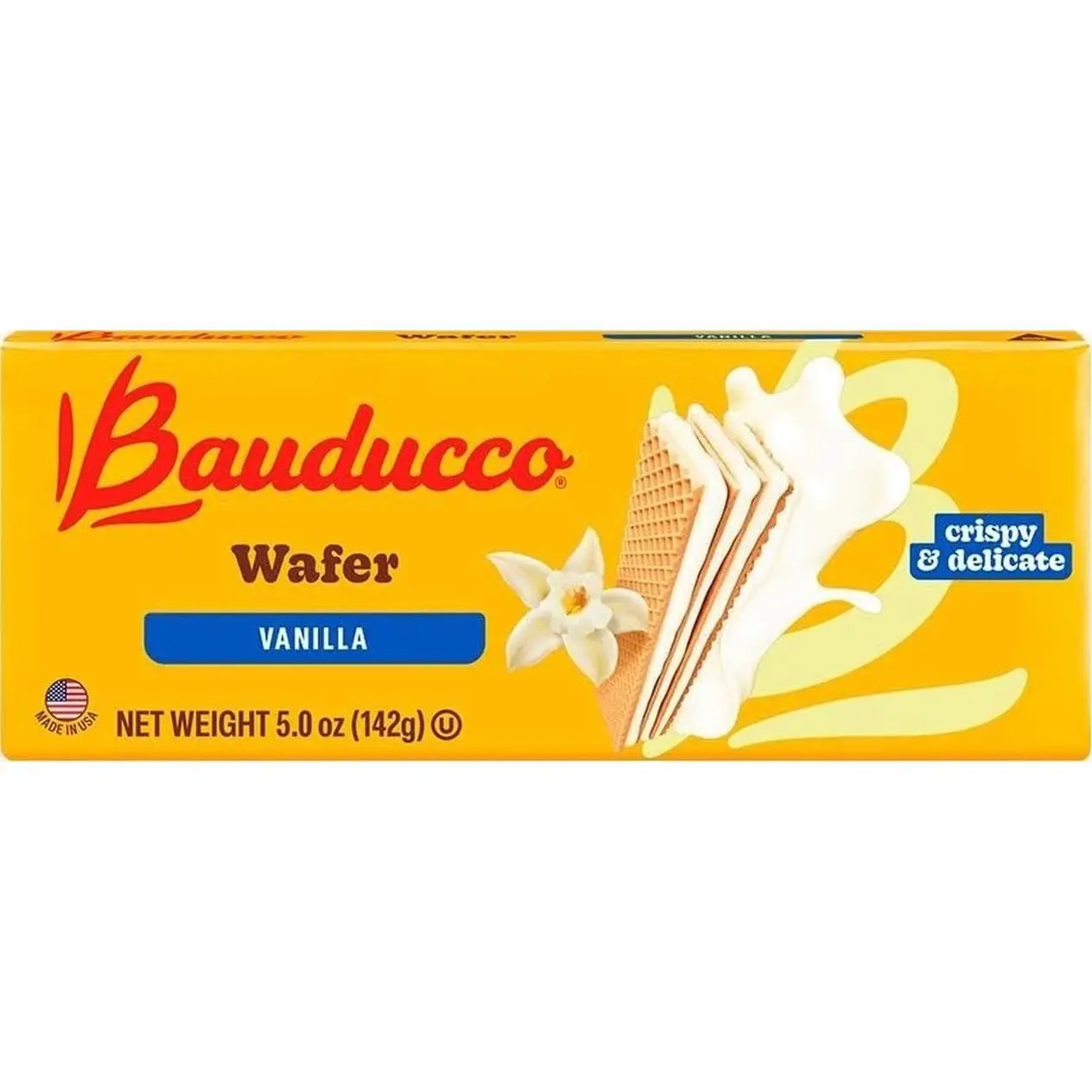 Bauducco Vanilla Wafers - Crispy Wafer Cookies With 3 Delicious, Indulgent, Decadent Layers of Vanilla Flavored Cream - Delicious Sweet Snack or Desert - 5.0 oz (Pack of 1)