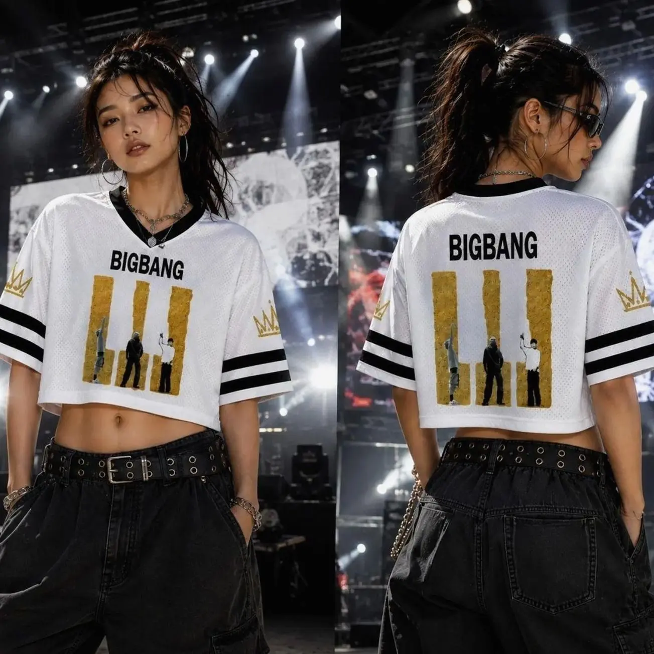 BIGBANG Mesh Jersey Crop Top, BIGBANG Crown Concert Jersey, VIP Kpop Shirt, G-Dragon Inspired Crop Top, Y2K Fan Gift, Baseball Tee IXV HAX