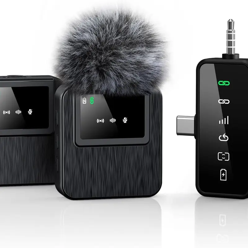 3 in 1 Wireless Lavalier Microphone for iPhone Android & Camera, Mini Clip-On Mic for Video Recording TikTok YouTube Interview, Noise Cancelling, 328ft Range, 18H Battery