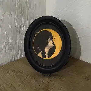 Bohemian Vintage Kiss Moon Pattern Decorative Home Item, Home Decor Ornaments, Perfect for Halloween Christmas Thanksgiving Wall Decoration, Room Decor, Wall Hanging Ornament