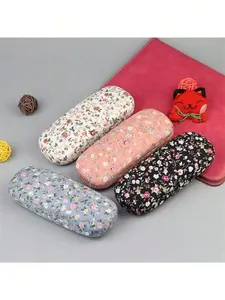 1 glasses case, hard-shell floral glasses case, hard box container, student eye protection sunglasses storage case, suitable for women for Valentine's Day, easy to carry, with waterproof and dustproof functions, covered glasses storage case