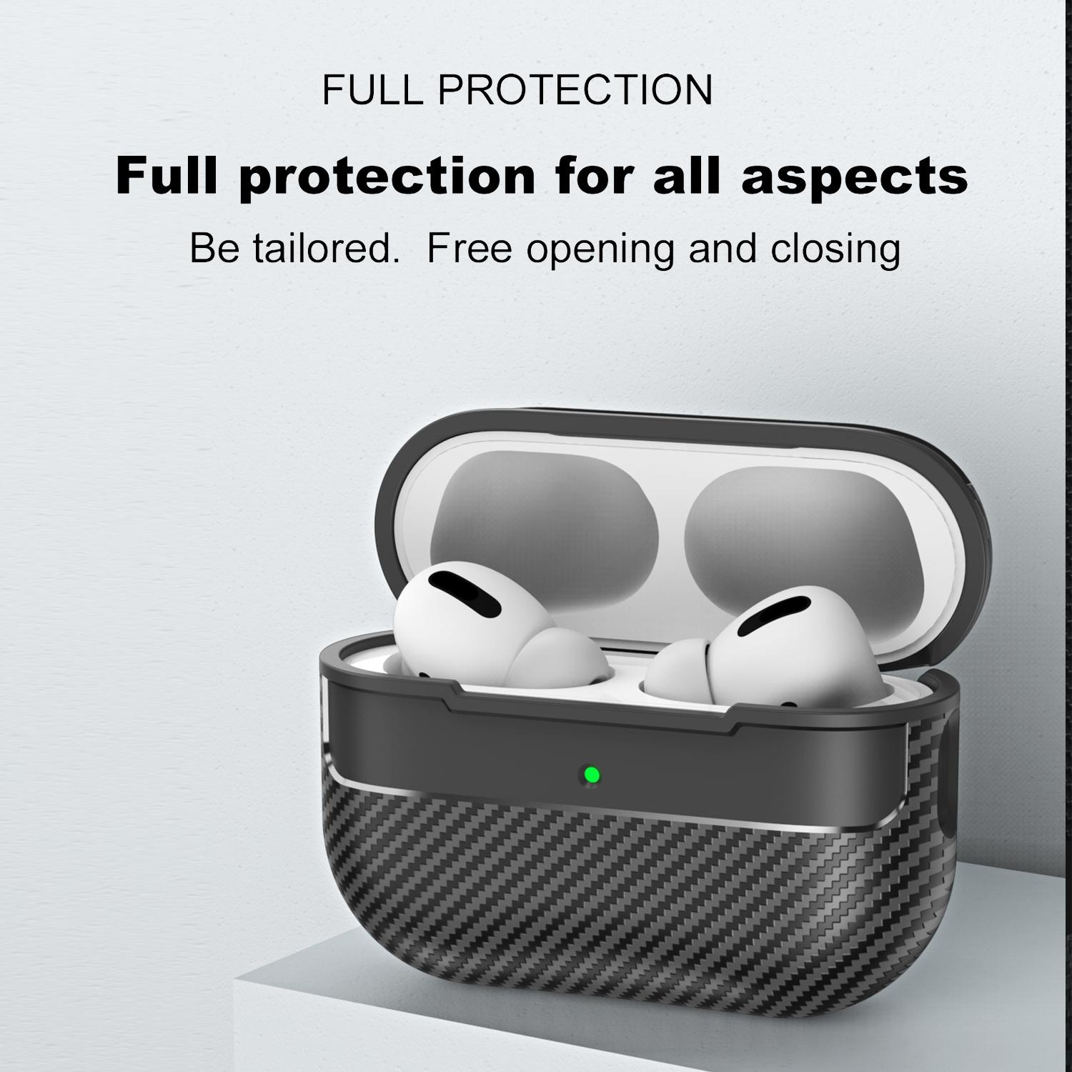 Carbon Fiber Texture Military Shockproof Case for AirPods Pro 3/2/1 & AirPods 4/3/2/1 with Carabiner Protective Cover