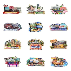 American refrigerator magnet souvenirs gifts, California, Arizona, Alabama, Connecticut travel souvenirs suitable for indoor decoration – kitchen, office, cabinets; personalized fridge magnet decoration series
