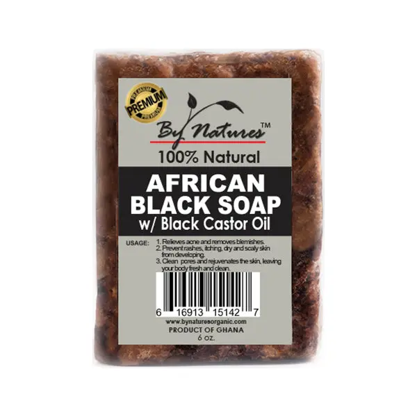 By Natures All-Natural African Black Soap Body Wash with Black Castor Oil - 6.5 oz Body-Safe Bodysoap Cleanser for Skin Repair, Selfcare Nourishment & Soothing (Boxed)