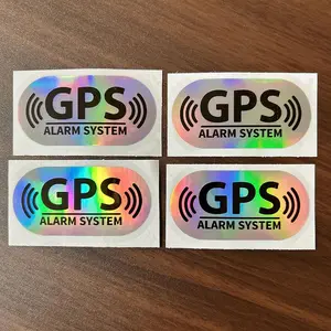 V1765# Holographic Car Stickers 4PCS ALARM SYSTEM GPS TRACKING Device Security Safety Warning Vinyl Decal WaterProof For Window
