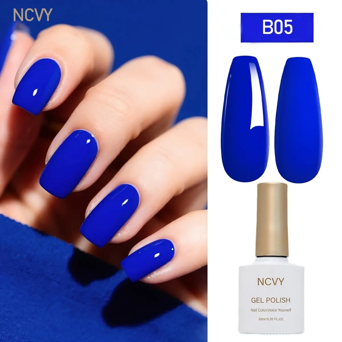 NCVY Blue Gel Nail Polish, 10ml/0.35oz, Uv nail gel, long-lasting smooth formula with LED curing, salon quality Manicure, Nail Art, perfect for DIY at home, ideal gift for Valentine's Day and spring/summer, safe formula free of HEMA