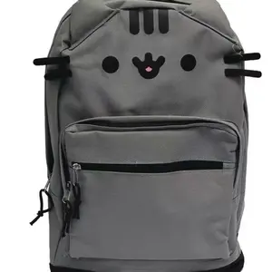 Cute Pusheen Cat 3D Ear Backpack Kawaii Cartoon Grey Bag Large Capacity Waterproof Laptop Daypack for Girls Teens