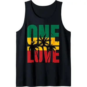 Rasta Reggae One Love Palm Tree Rastafari Jamaican Vacation Tank Top