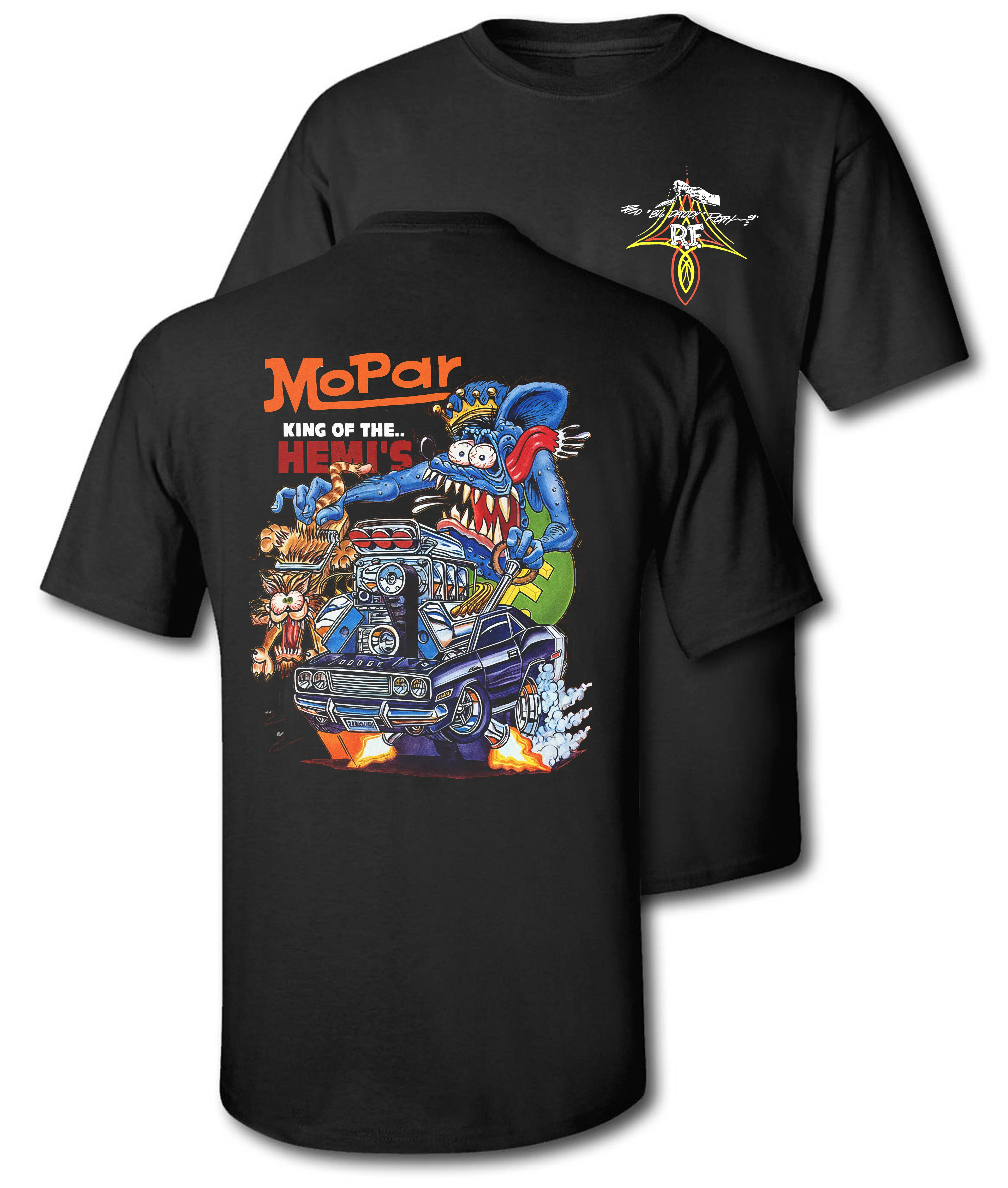 Vintage Graphic Tees Rat Fink Mopar King of Hemis T-Shirt Casual Cotton